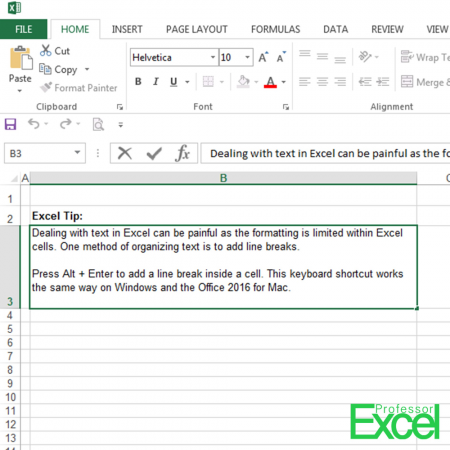 Alt Enter Excel Mac